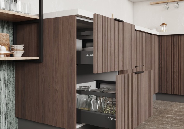 Модульная кухня Альберо Американский Шоколад / Ройс Бежевый софт