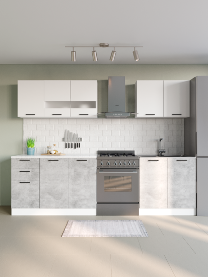 Кухонный гарнитур Дуся М 2м Цемент / Белый бриллиант