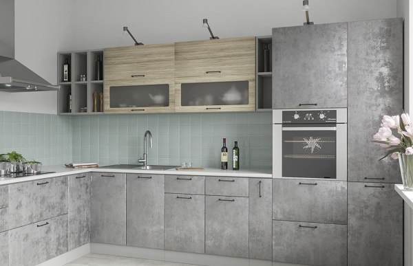 Модульная кухня Лофт Дуб майский / Бетон светлый