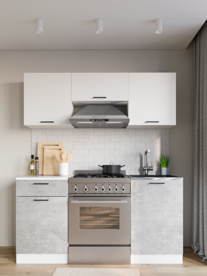 Кухонный гарнитур Дуся 2М 1,6м Цемент / Белый бриллиант