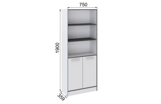 Спальня Тэбби Стеллаж белый/графит серый