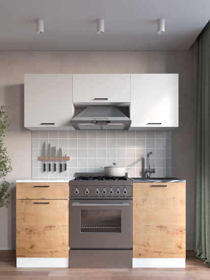 Кухонный гарнитур Дуся 2М 1,6м Дуб бунратти / Белый бриллиант