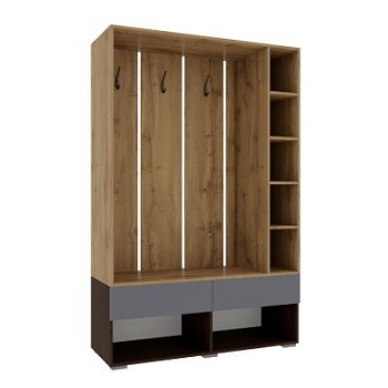 Прихожая Прага тумба с вешалкой венге/дуб вотан/графит софт