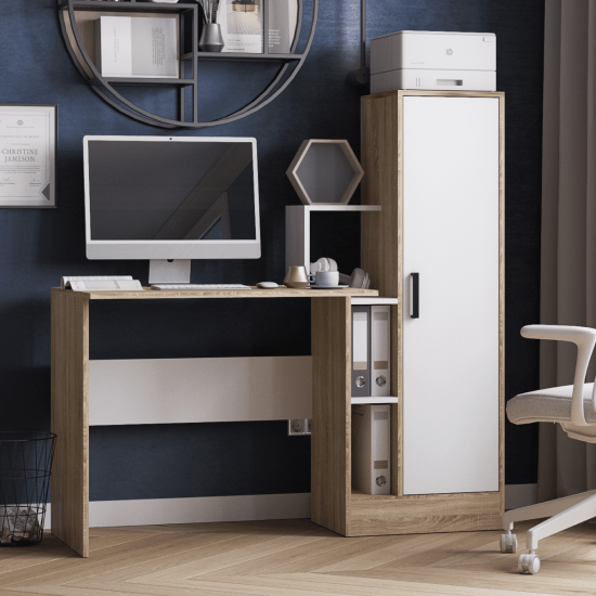 Компьютерный стол СКМ-2 дуб сонома/белый