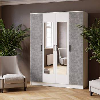 Шкаф комбинированный Ларс (1,6) белый/ателье светлое