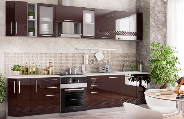 Модульная кухня Капля Шоколад глянец