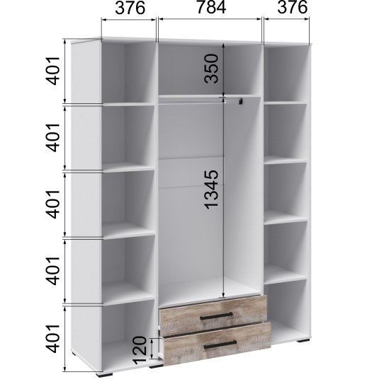 Спальня Соната шкаф 4-хств. белый/дуб крафт золотой