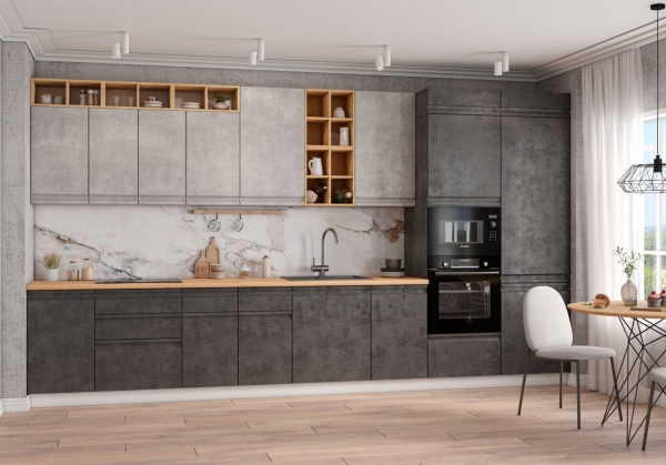 Модульная кухня Скала Бетон Тёмный / Бетон Светлый