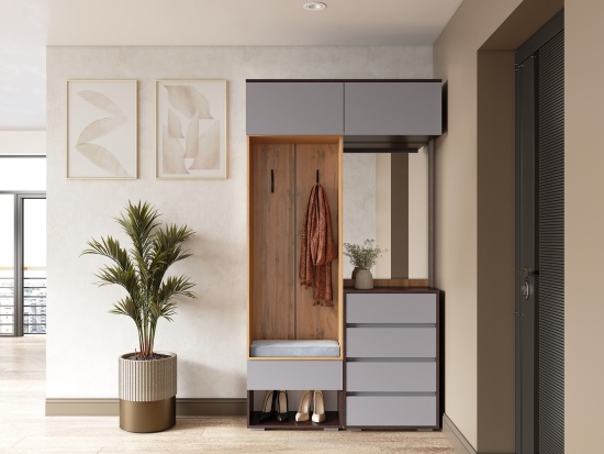 Модульная прихожая Прага Венге/Графит софт