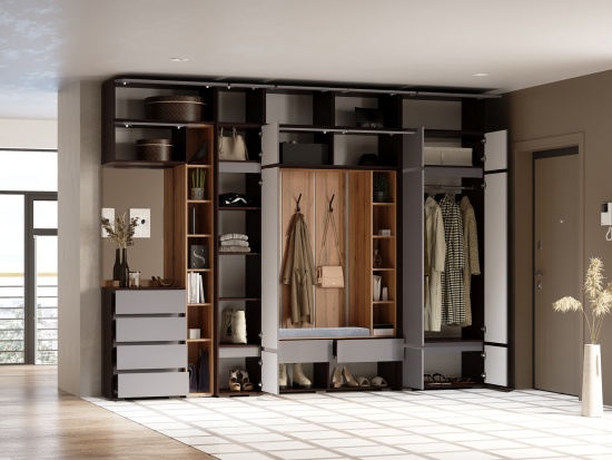 Модульная прихожая Прага Венге/Графит софт