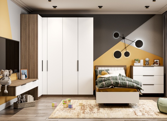 МС Роза Шкаф 450 Орех Франклин/Ройс Белый софт