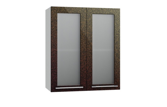 Олива Шкаф верхний со стеклом ПС 600 Хамелеон металлик
