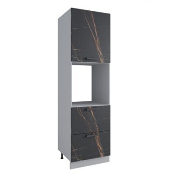 Пенал с нишей под духовку и ящиками Ройс Кварц черный ПНЯ 600