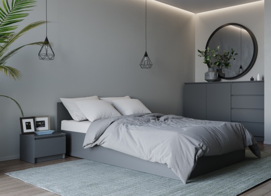 МС Мори Кровать КРМ 1200.1/1 (МП/2) Графит