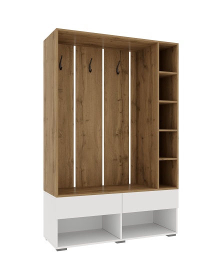 Прихожая Прага Тумба с вешалкой белый/дуб вотан