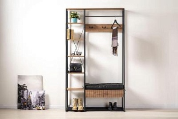 Прихожая Гранд 15.124 Дуб крафт табачный/к/з черный