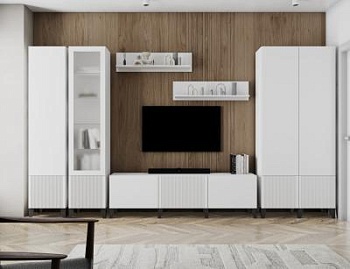 Модульная гостиная Рея белый/белый снег