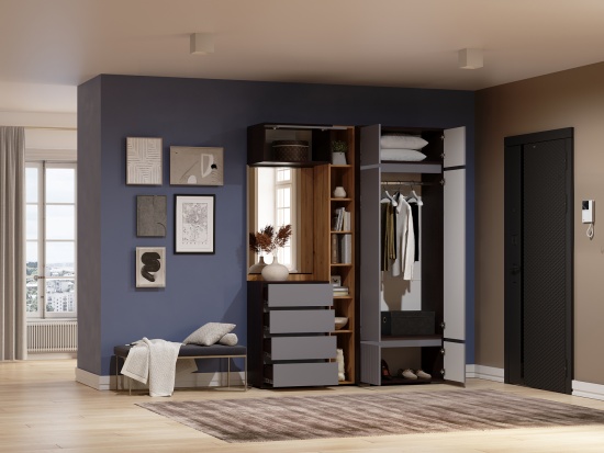 Модульная прихожая Прага Венге/Графит софт