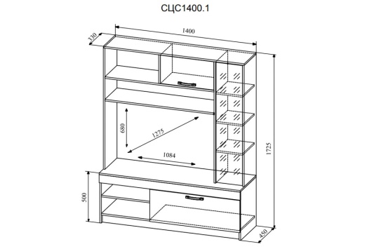 МС Софи Гостиная №1 Сонома/Белый СЦС 1400.1 NEW