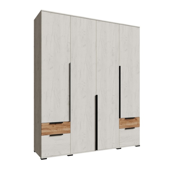 Лилль Шкаф 4-х створчатый ЛСШ-24 дуб крафт белый/дуб крафт табачный