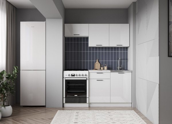 Кухонный гарнитур Дуся 2М 1,6м Белый бриллиант