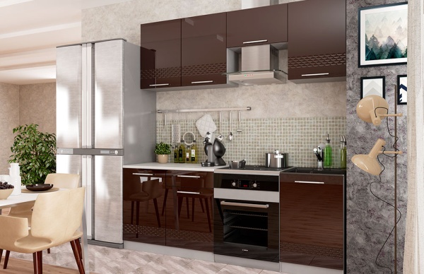 Модульная кухня Капля Шоколад глянец