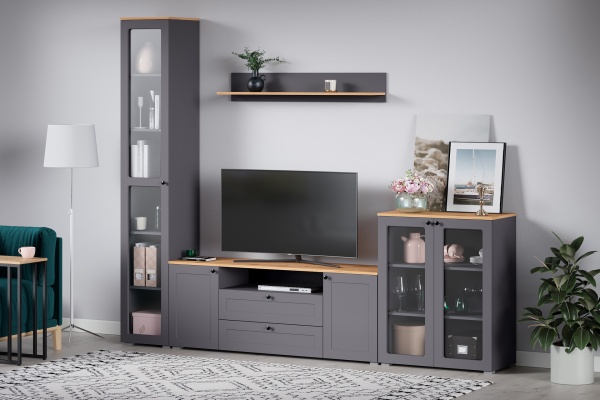 Модульная гостиная Остин графит/дуб золотой