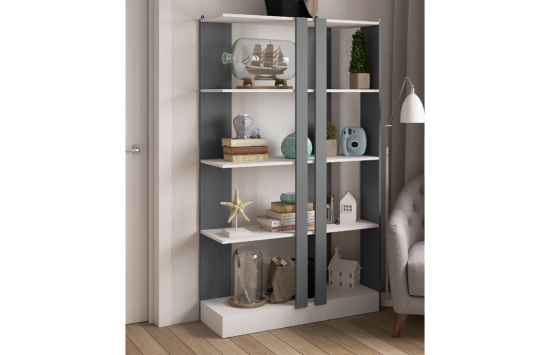 Стеллаж СТМ-2 графит серый/белый