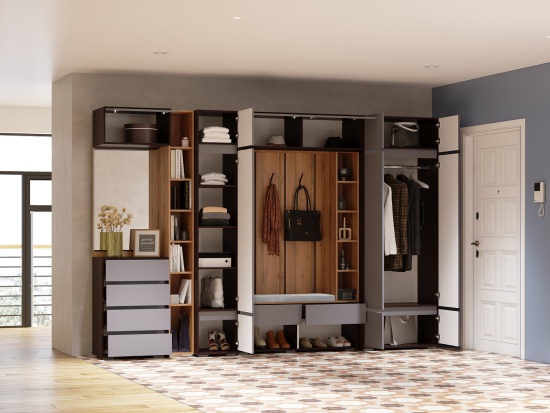 Модульная прихожая Прага Венге/Графит софт