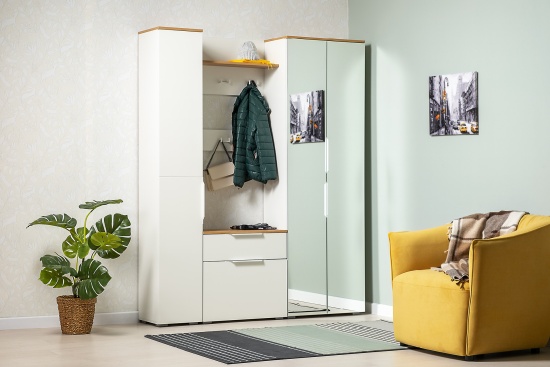 Модульная прихожая Октава Белый шагрень/Дуб Вотан