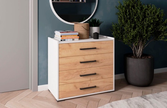 Спальня Соната комод белый/дуб крафт золотой