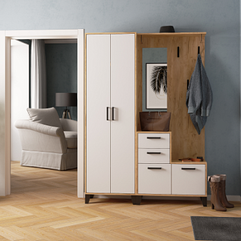 Модульная прихожая Витра дуб крафт золотой/белый