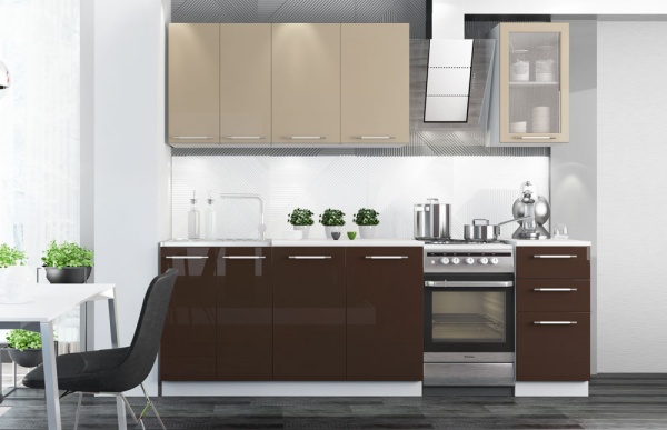 Модульная кухня Олива Кофе с молоком/Шоколад